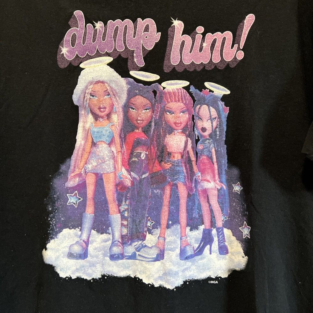 Bratz Dump Him Graphic T-shirt Women Small Black Short Sleeve 100% Cotton